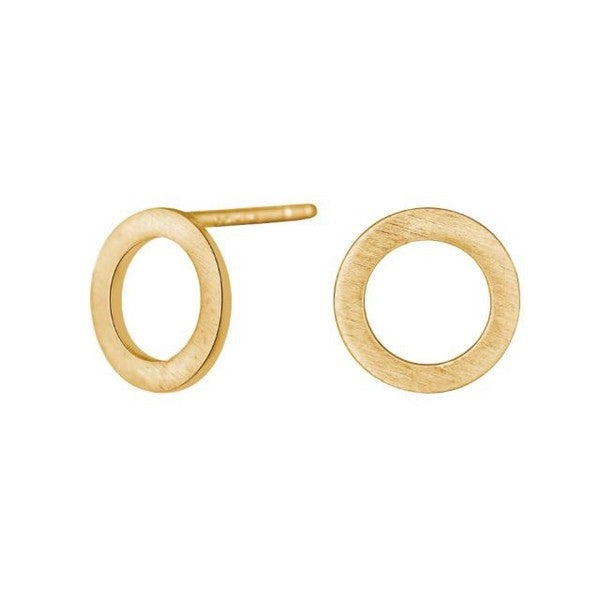 Cirkel ørestikker i mat forgyldt sølv 9 mm fra Nordahl Jewellery.